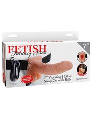 Полый страпон с креплением Vibrating Hollow Strap-On with Balls - 18,9 см. - 