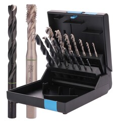 Набор метчиков машинных M3 -M12 HSSE DIN371/376 (Винт., C/2-3P, R39, + сверла) 14пр Volkel 47866