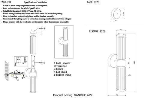 Настенный светильник Crystal Lux SANCHO AP2 BRASS