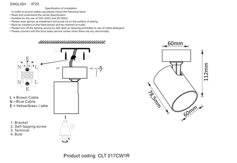 Накладной светильник Crystal Lux CLT 017CW1R BL-BZ