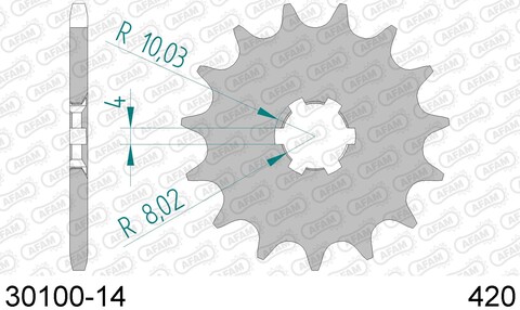 30100-14 звезда передняя (ведущая) стальная , 420, AFAM (JTF546.14)