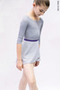 Wrap chiffon skirt with violet contrast ribbon | grey