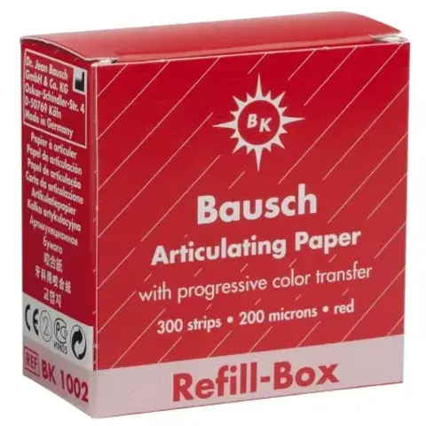 Bauch Артикуляционная бумага 200 микрон картонный бокс (красный) BK 1002