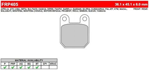 FRP405EF Тормозные колодки дисковые MOTO, блистер 2 шт