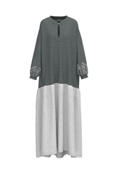 Полюшка. Платье льняное макси с вышивкой на пуговице PL-42-53105