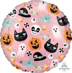 Круглый шар "Happy Halloween" (розовый)