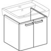 Шкафчик для раковины Geberit Renova Compact, двухдверный: B=53см, H=46.3см, T=47.8см, матовый белый / меламиновое покрытие, ультраглянцевые белые / пленочное покрытие
