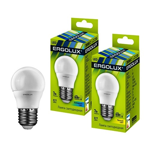 Лампа Ergolux LED-G45-7W-E27-3K шар (теплый свет)