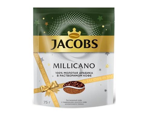 Кофе растворимый Jacobs Monarch Millicano с молотым кофе, 75 г