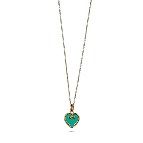 Heart Pendant Enamel Yellow Gold