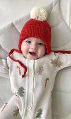 Шапка вязаная на завязках с помпоном (Christmas)
