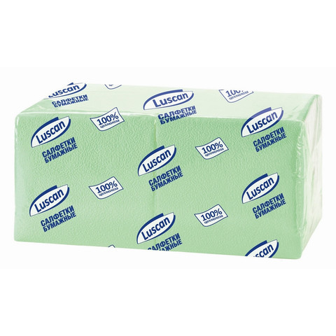 Салфетки бумажные Luscan Profi Pack 1-слойные 24х24 пастель салатовые 400 штук в упаковке