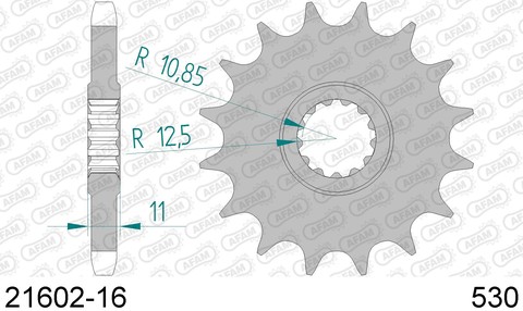 21602-16 Звезда передняя YAMAHA FZ 6 Fazer, FZX, YZF (ведущая) стальная, 530, AFAM (JTF580.16)