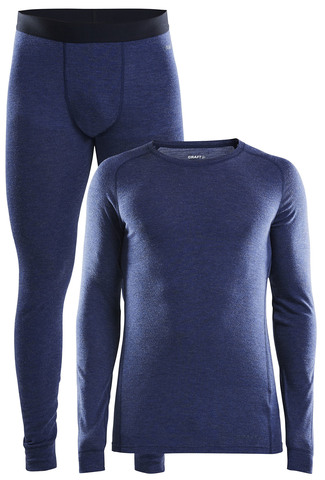 Тёплый Комплект термобелья с шерстью мериноса CRAFT Merino Wool 180 Blue мужской