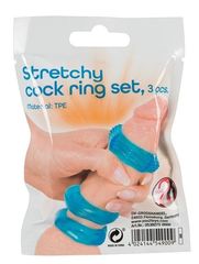Набор из 3 голубых эрекционных колец Stretchy Cock Ring - 
