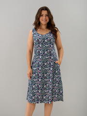 Платье П-012/синий-ромашкимаргаритки