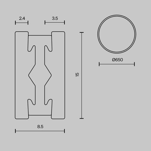 Шинопровод накладной/подвесной Maytoni Busbar trunkings flarity TRX154-R-D650-B