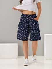 Юбка-шорты Ю-004/синий-цветыветочка