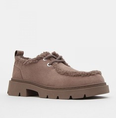 Замшевые полуботинки INUIKII Mocabee curly taupe на меху