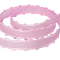 
          Декоративная лента капроновая с фигурной каймой для декора и флористики, 2 см, намотка 25 ярдов, розовый
