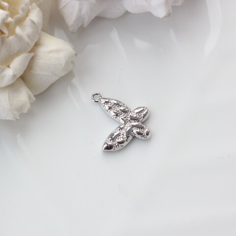 Подвеска Бабочка фактурная, 19*12 мм, родий П824