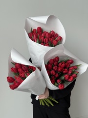 Охапка тюльпаны классика - красный 25 шт