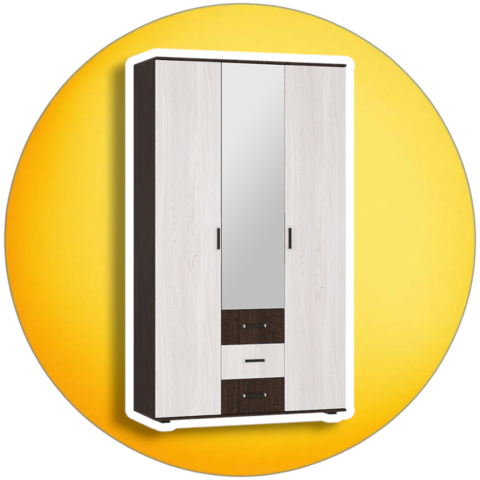 шкаф БЕЛЛА 3-х ств. (венге/ясень белый) 1,2 м