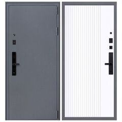 Купить Входная дверь Беркут букле графит ПВХ белый матовый с электронным замком