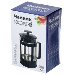 Френч-пресс 1 л, стекло, пластик, чер