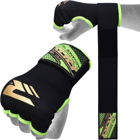 Быстрые бинты RDX Inner Hand Wraps Gloves Boxing Black/Green