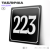 Адресная табличка с номером дома 223, на фасад и забор, черная, 25х25 см, Айдентика Технолоджи