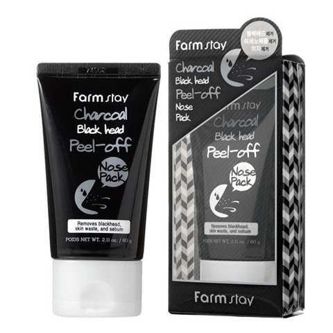 Farmstay Charcoal Black Head Peel-Off Nose Pack - Отшелушивающая маска с углем для носа