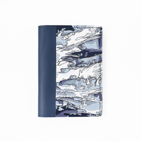 Обложка на паспорт комбинированная "Брызги", синяя белая вставка