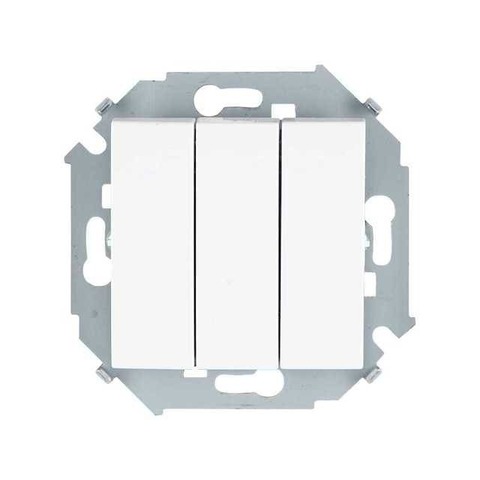 Выключатель трёхклавишный - 10AX 250В~. Цвет Белый. Simon 15. 1591391-030