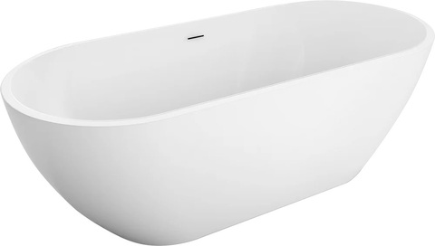 BelBagno Uno BB701 BB701-1600-730-K Акриловая ванна отдельностоящая, овальная, со сливом-переливом, с донным клапаном 160x75 см