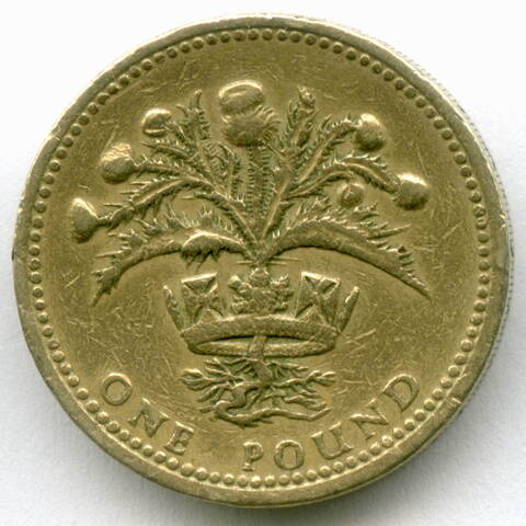 1 фунт 1984 год. Великобритания (Елизавета II). Никелевая латунь, диаметр 22.5 мм. VF