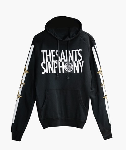 The Saints Sinphony | Худи мужское TEXT HOODIE BLACK AND GOLD TS3339 перед