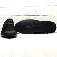 Черные мокасины туфли мужские кожаные кэжуал стиль Luciano Bellini 91754-S-315 All Black.