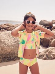 Купальник раздельный и резинка для волос в комплекте для девочки Next AB7-006, Салатовый, Розовый