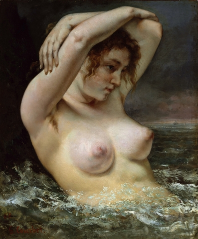 Гюстав Курбе. 1868. Женщина в волнах (The Woman in the Waves). 65.4 х 54. Холст, масло. Нью-Йорк, музей Метрополитен.