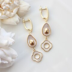 Коннектор с перламутром 18*11 мм, позолота, П553