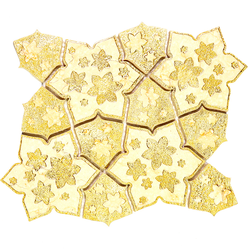 AST-1 Итальянская мозаика мрамор Skalini Auster золотой желтый светлый цветок