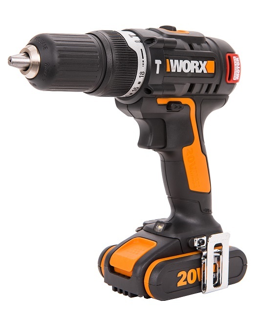 Дрель-шуруповерт ударная аккумуляторная WORX WX367.1, бесщеточная, 2Ач х2, ЗУ 2А, алюминиевый кейс, набор оснастки 158 предметов