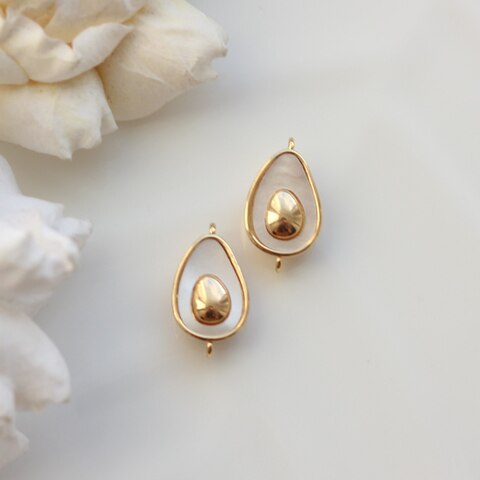 Коннектор с перламутром 18*11 мм, позолота, П553