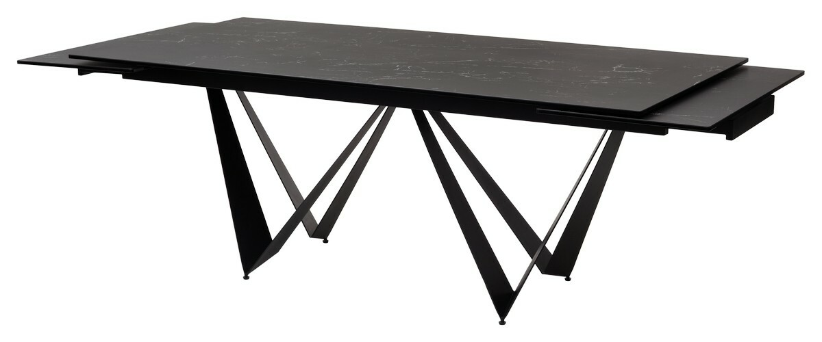 Стол RIETI 200 NERO KL-116 Черный мрамор матовый, итальянская керамика/ черный каркас, DISAUR