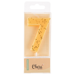 Свеча-цифра ЭКО, Кремовый, с блестками, 