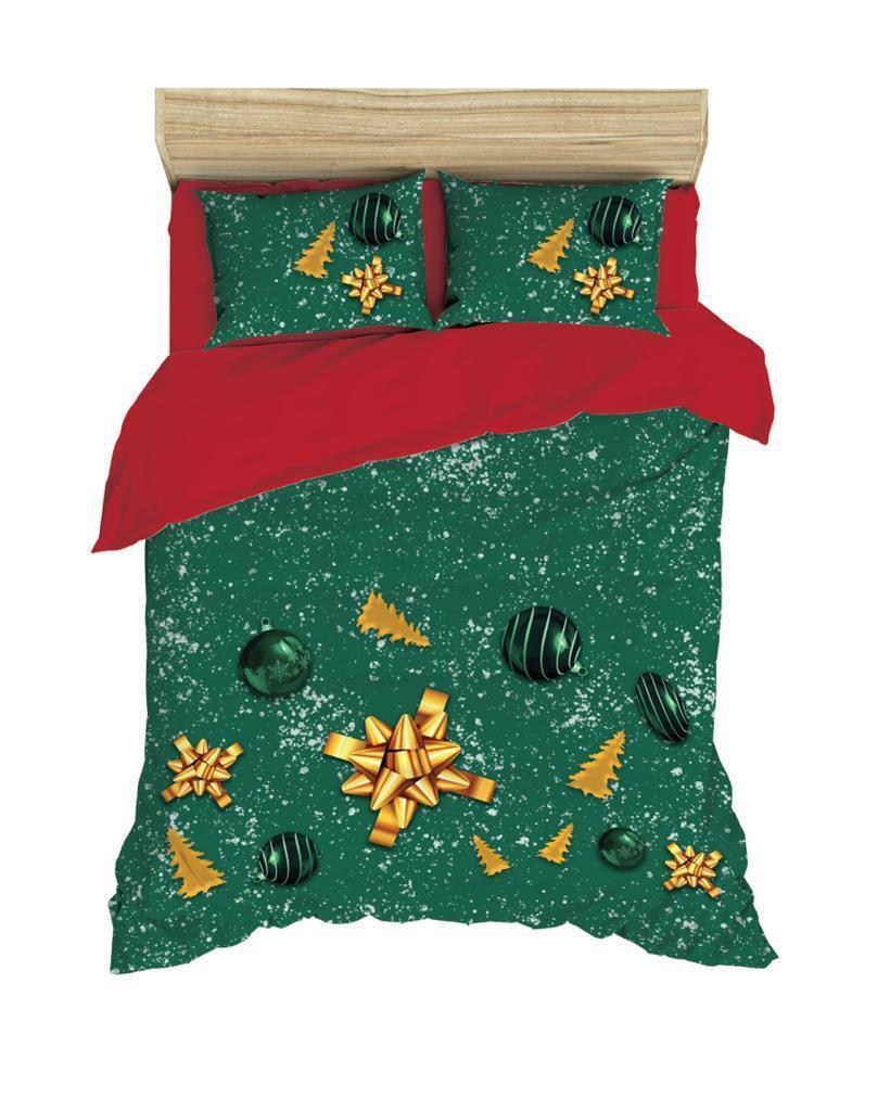 Новогодний комплект постельного белья Зелёный