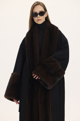 Пальто over с мехом норки