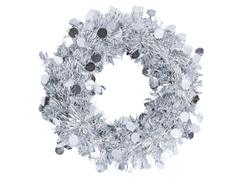 Венок мишура, подвесной, Серебро, 30 см