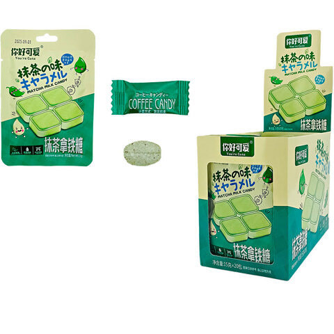 Сосательные конфеты со вкусом матча и латте Nihaokeai 1кор*12бл*20шт, 15гр